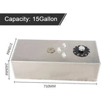 15 Gallon Polished Aluminum Racing Fuel Cell Gas Tank with Cap Level Sender