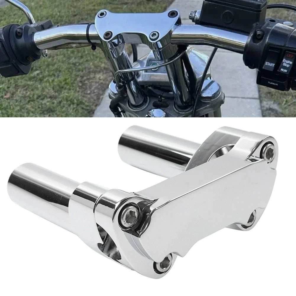 Chrome 4" Risers 1" Handlebar Clamp for Harley Fat Boy, Low Rider, Softail
