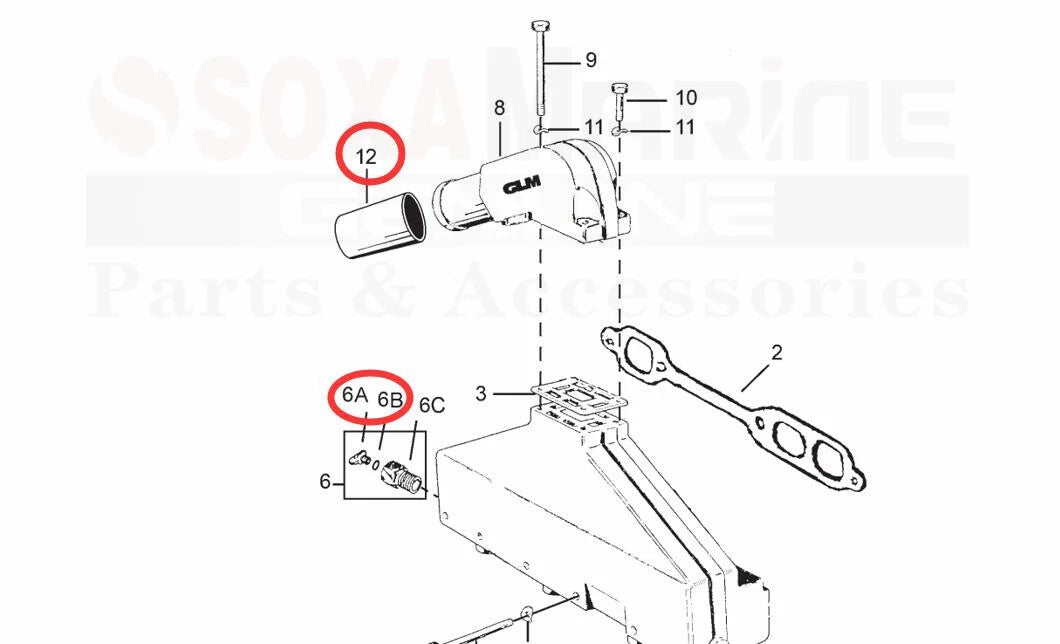 Upper Exhaust Manifold Hose with Drain Plug Kit for Volvo Penta Marine