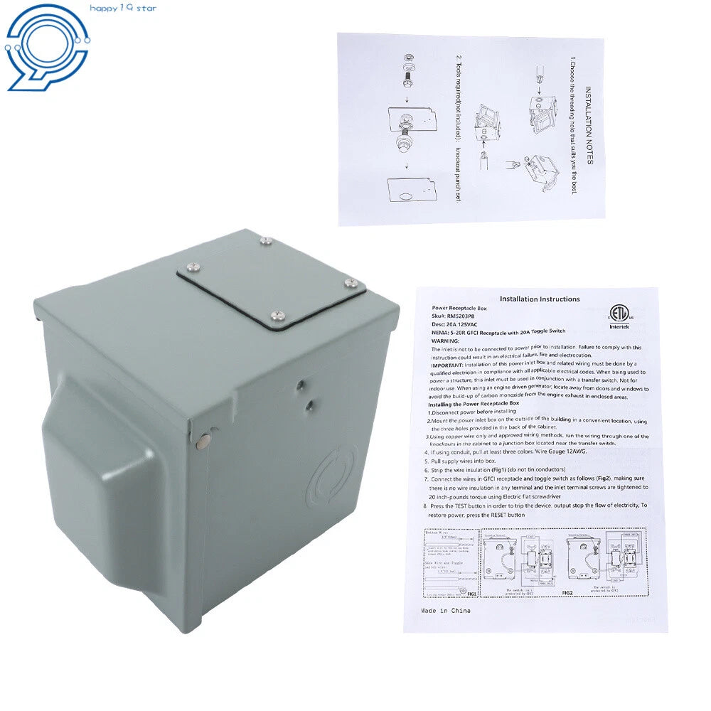 Outdoor Outlet Box for Outdoor Use (20 Amp GFCI)