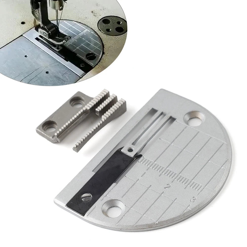 Set of 1 Flat Car Anti-Crease Needle Plate & Feed Dog for Juki DDL-5550, 8300