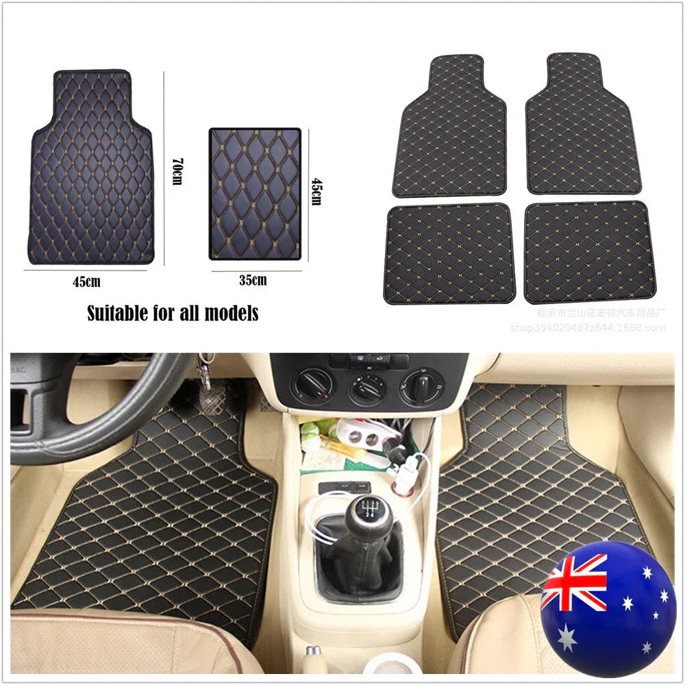 4 Pcs PU Leather Car Floor Mats