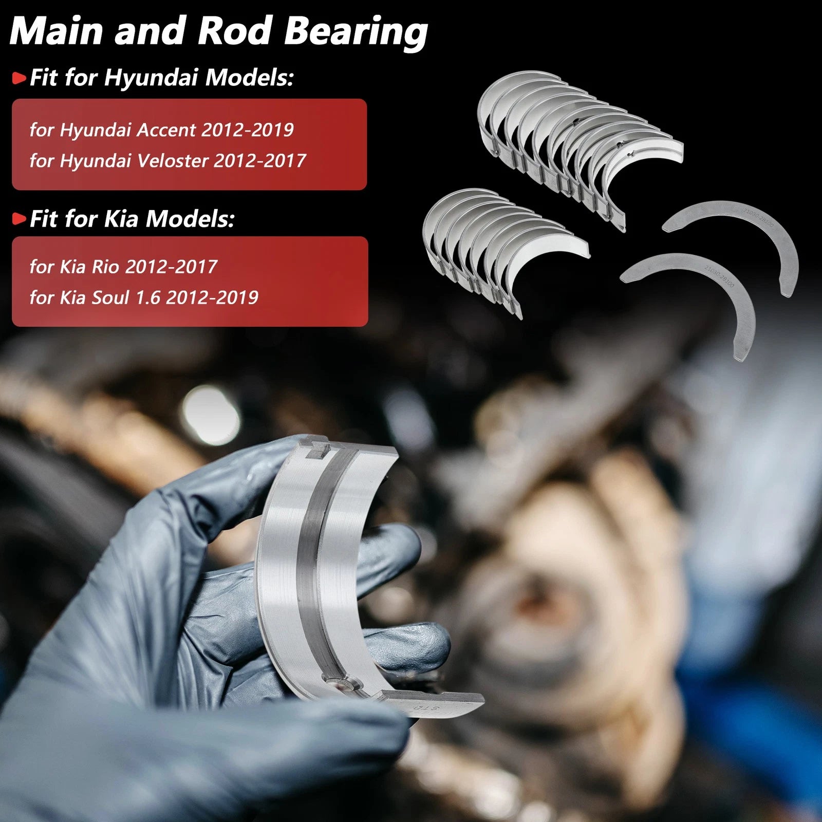 Main Bearing and Connecting Rod Bearing Kit No. 2102B000 for Hyundai Accent 