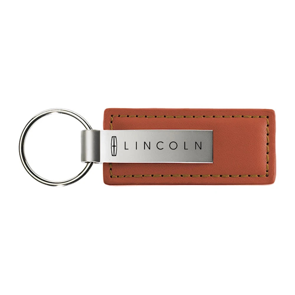 Brown Leather Keychain KC1541.LIN - Officially Licensed for Lincoln