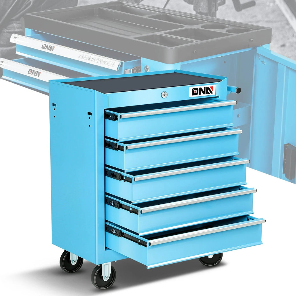 5 Drawer Lockable Rolling Tool Chest for Garage Workshop (Blue)