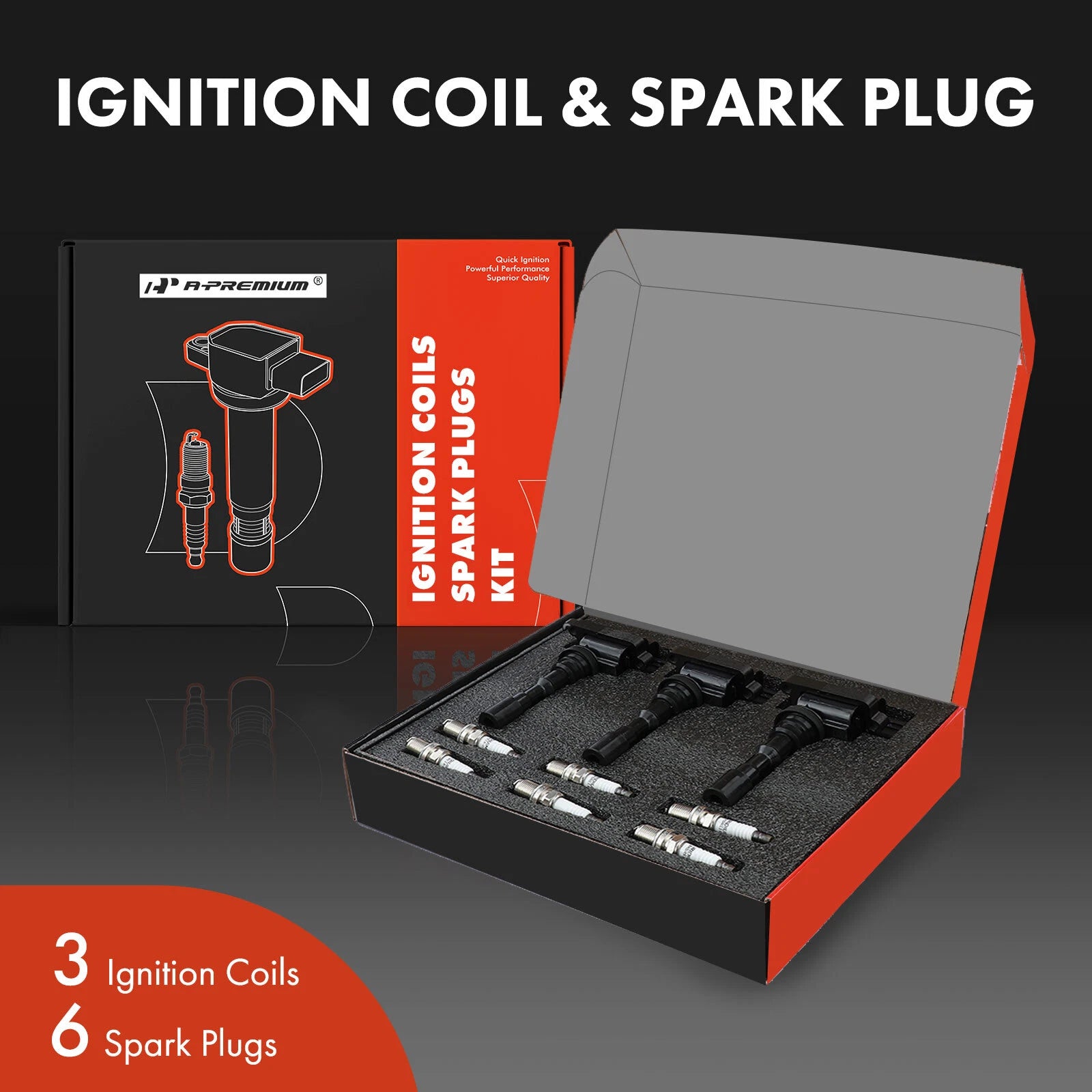 3X Ignition Coil & 6X Iridium Spark Plug for Hyundai Santa Fe (2003–2006)