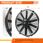 16" 12V Electric Radiator Cooling Fan for Universal Applications (No Year Range)