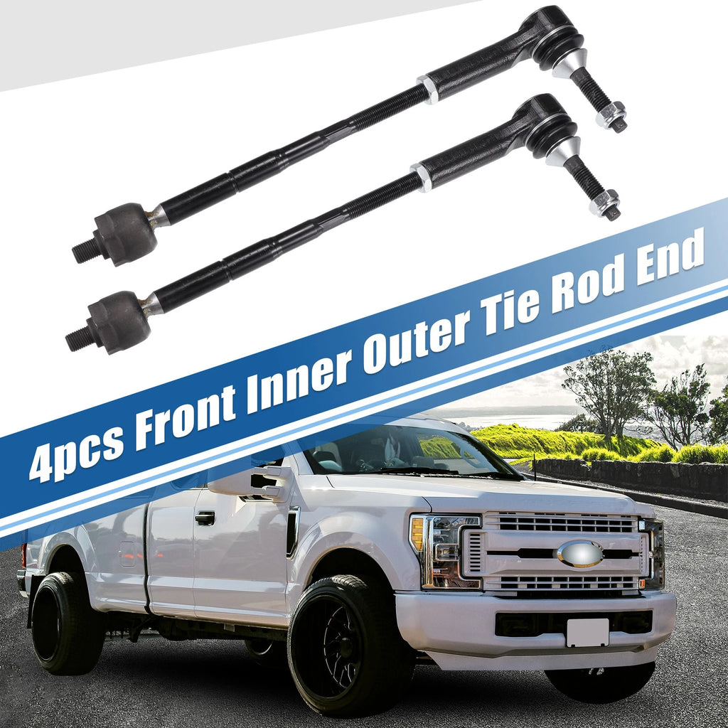 Set of 4 Front Inner Outer Tie Rod End Links for Ford Flex, Lincoln MKS