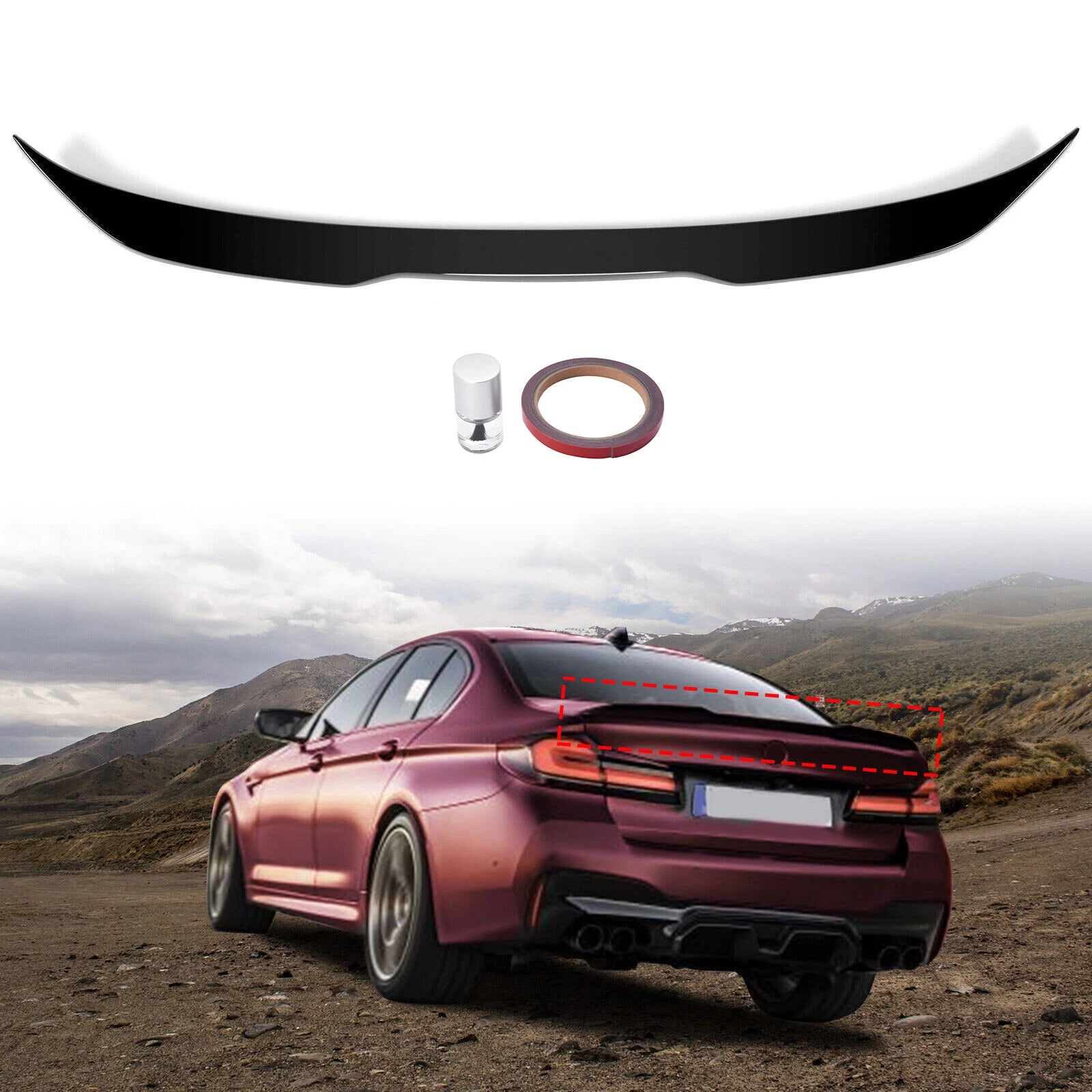 Glossy Black Trunk Spoiler for BMW G30 520d 530i 540i F90 M5 (2017–2023)