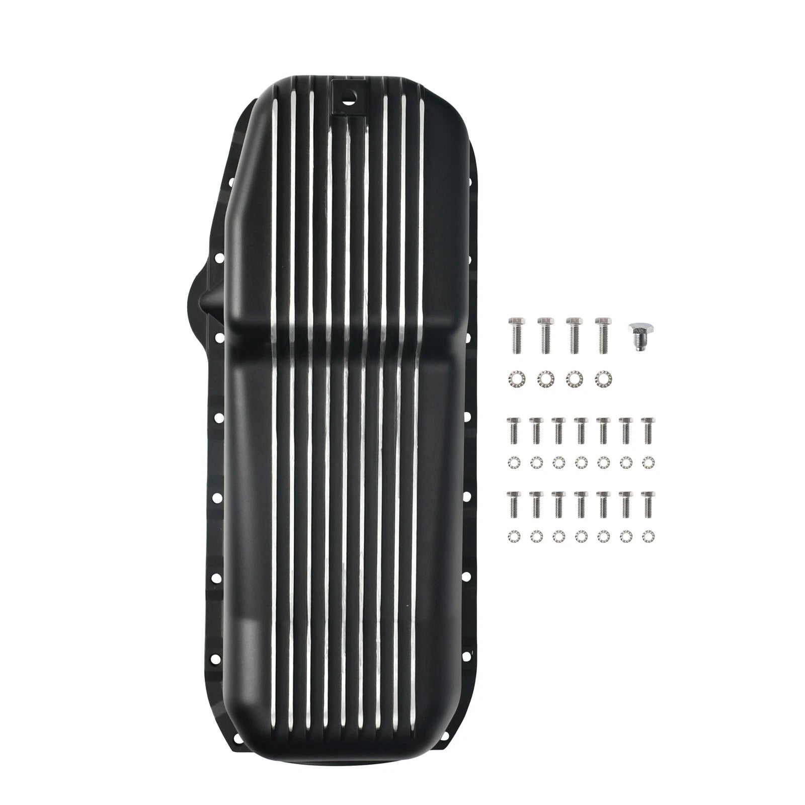 Black Aluminum Finned Oil Pan for Chevy SBC 283 327 350 383 400 (1955–1979)