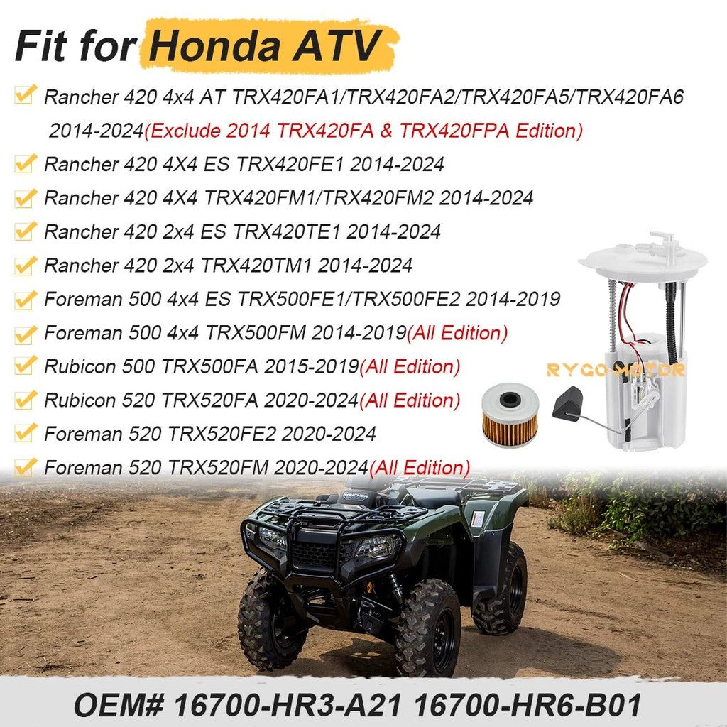 Fuel Pump & Oil Filter for Honda TRX420 TRX500 TRX520 (2007–2021)