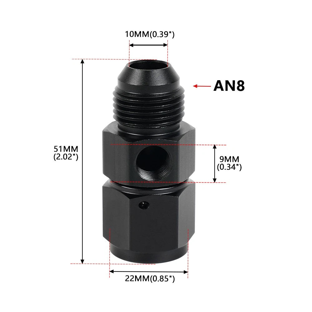 4AN 6AN 8AN 10AN Male to Female Fitting with 1/8" NPT Pressure Take Off