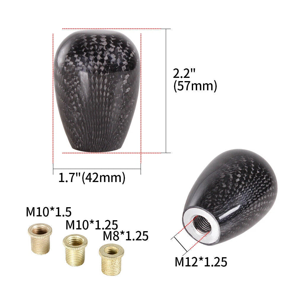 Universal Black Carbon Fiber Gear Shift Knob for Automatic 5/6 Speed