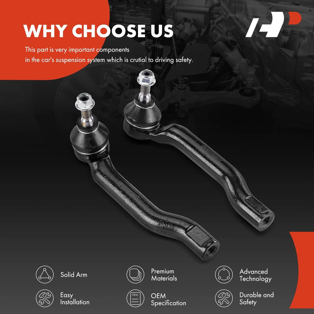 2X Front Outer Side Tie Rod End for Nissan Versa (2014-2016) Micra (2015)