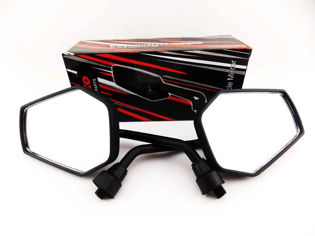Black White Hex Soko Mirrors for Yamaha SR400 (1978-2015)