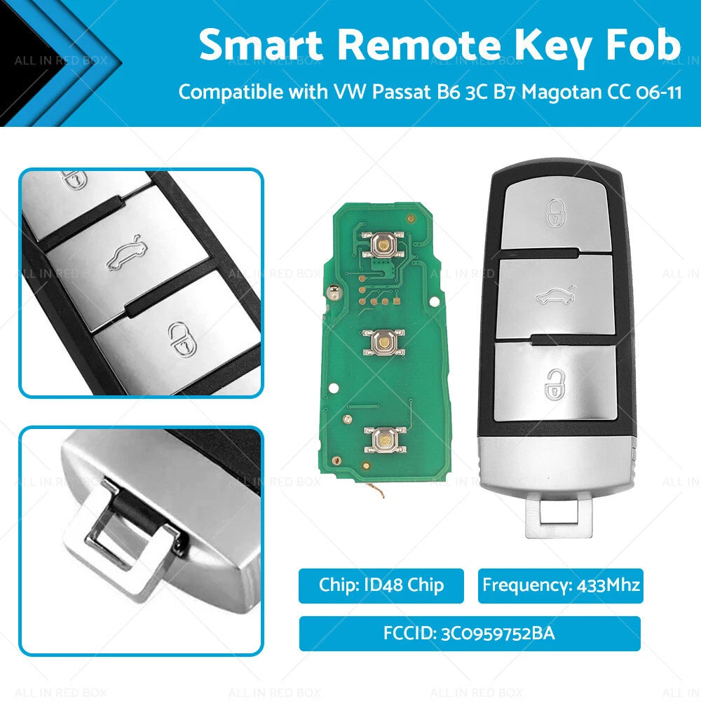 Smart Key Fob Remote for VW Passat B6/B7 Magotan CC (2006–2011)