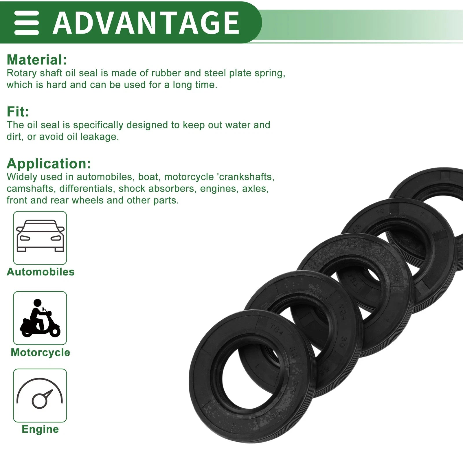 Oil Seal   30x56x10mm NBR Rubber Black
