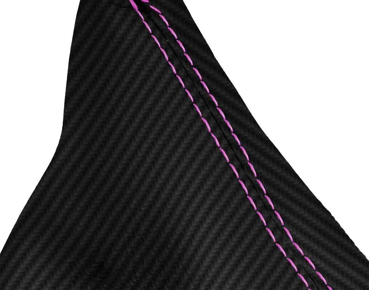 Carbon Fiber Manual Shift Boot Cover for Ford Mustang (1987–1993) Pink Stitch
