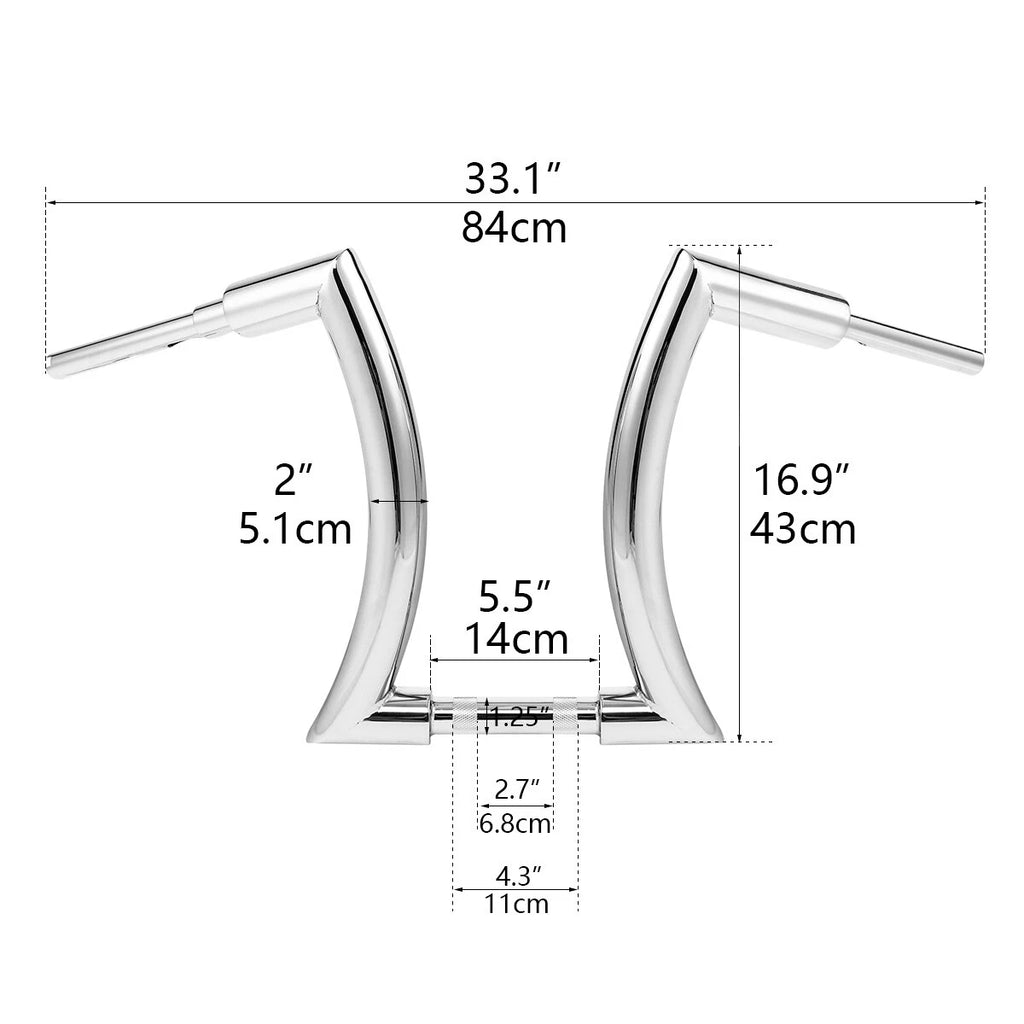 16" Rise 2" Ape Hanger Handlebar for Harley Touring Road King Dyna