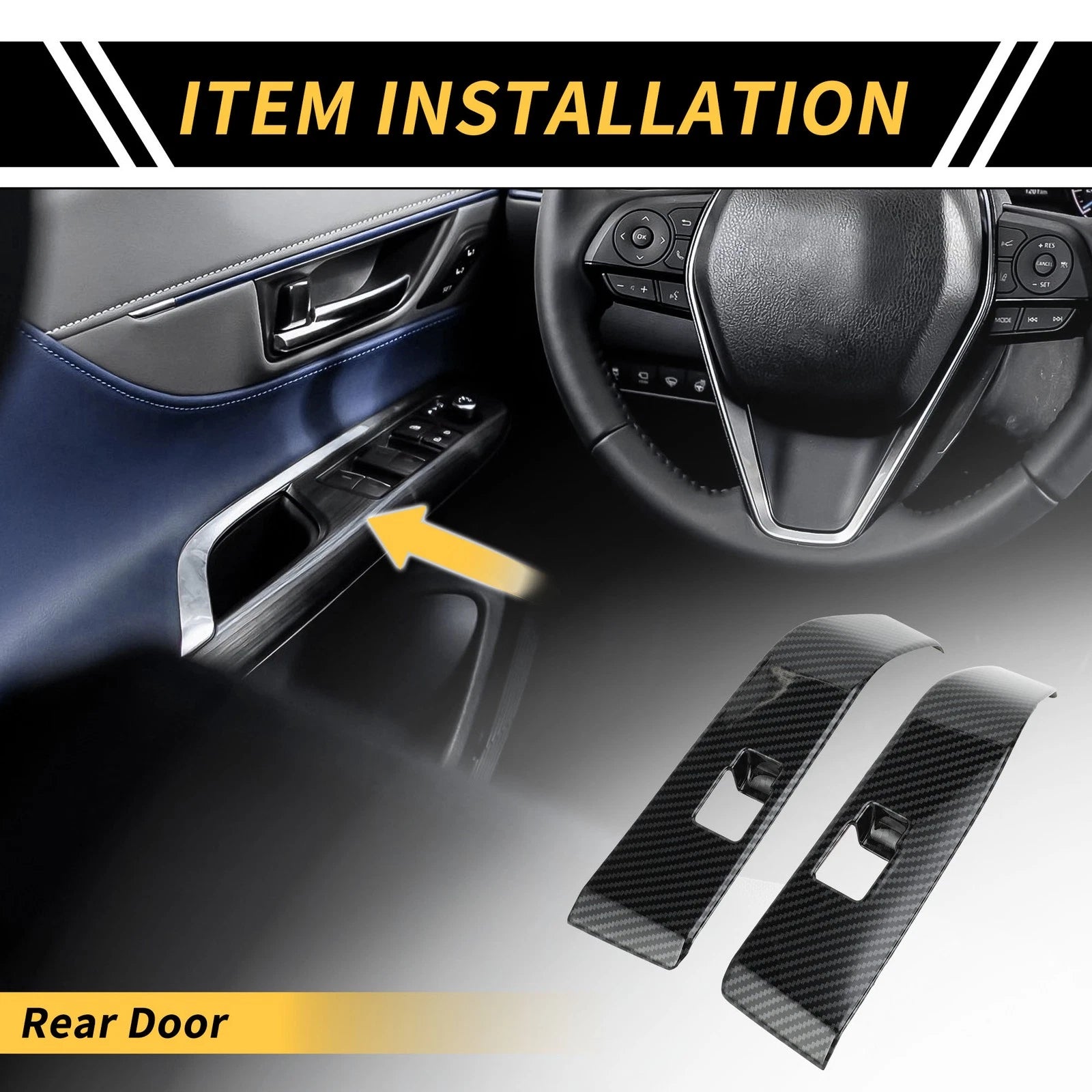 Set of 1 Carbon Fiber Rear Door Window Switch Panel for Toyota Tacoma (2016–2023)