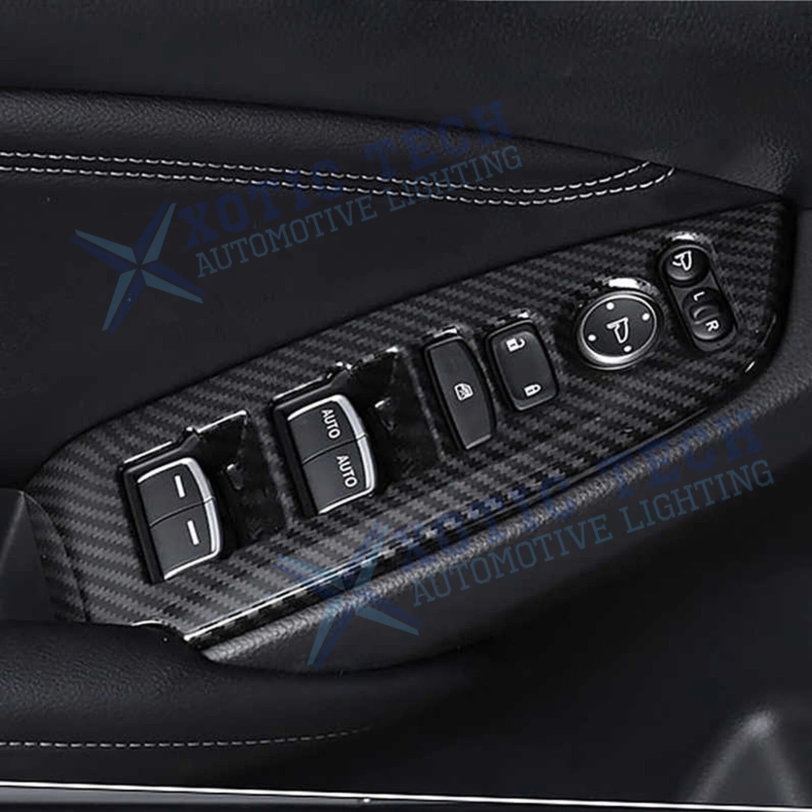Carbon Fiber Look Inner Window Switch Panel Cover Trim for Honda Accord (2018-2022)