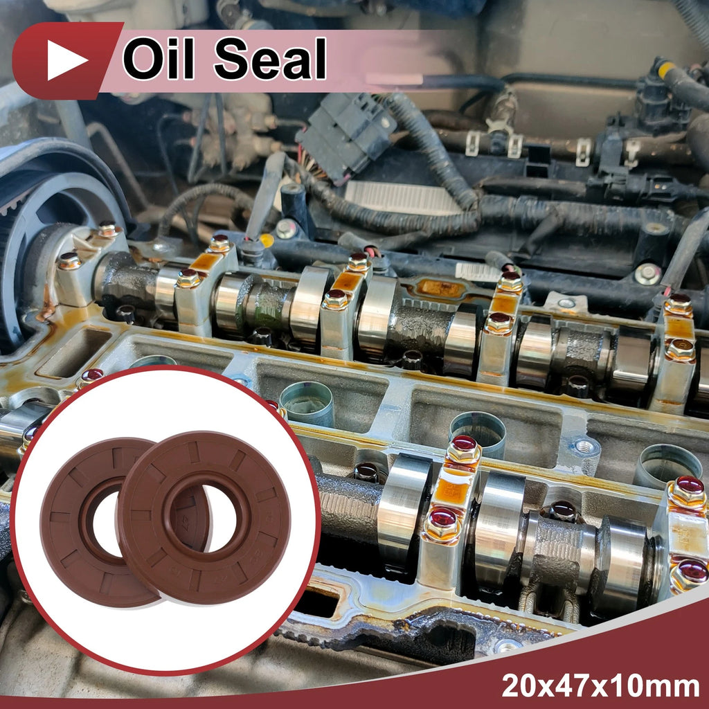 Set of 2 Oil Seal Rotary Shaft Seal FKM Rubber 20x47x10mm for Various Models