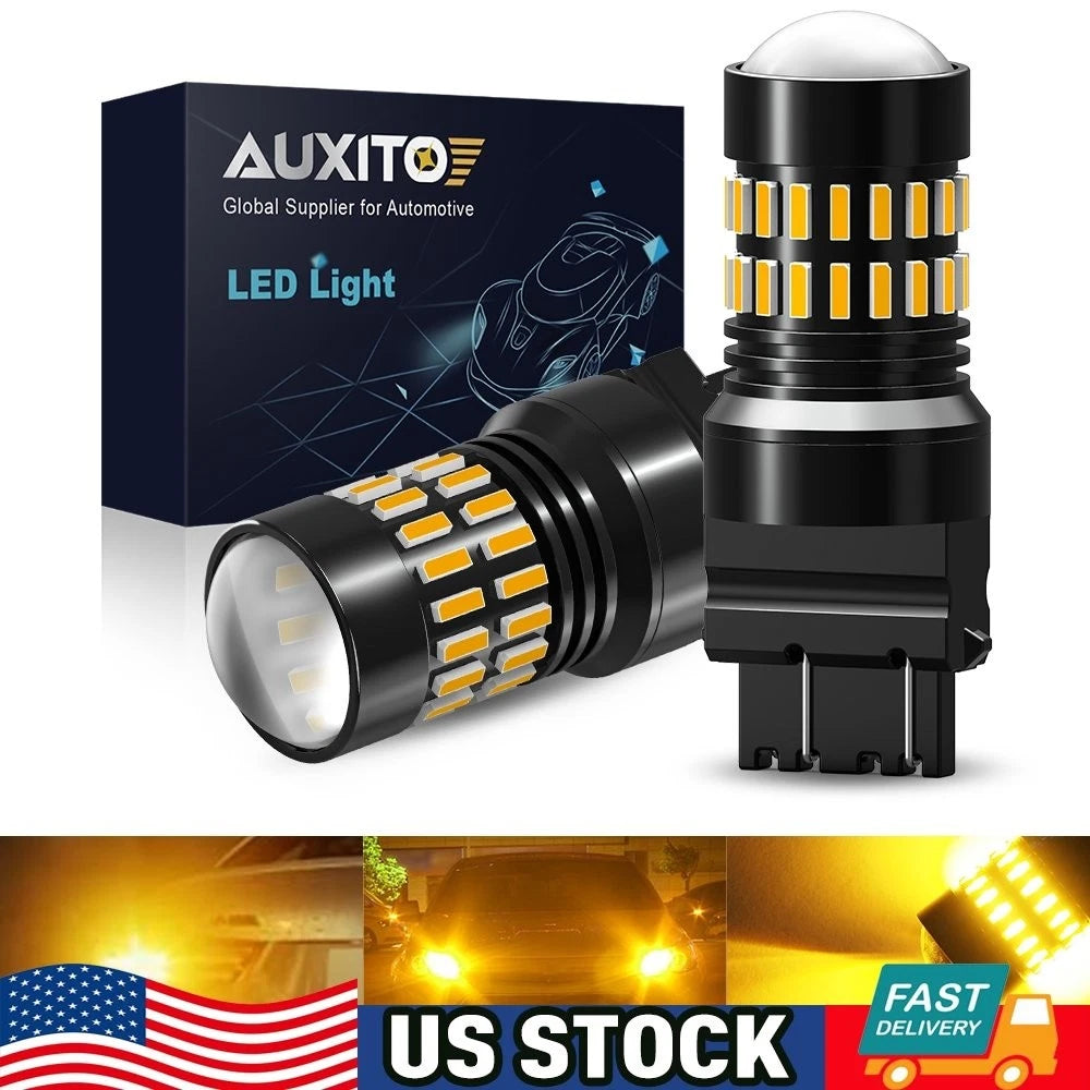 2X AUXITO 3157 4157 4057 LED Amber Yellow Turn Signal Bulb for