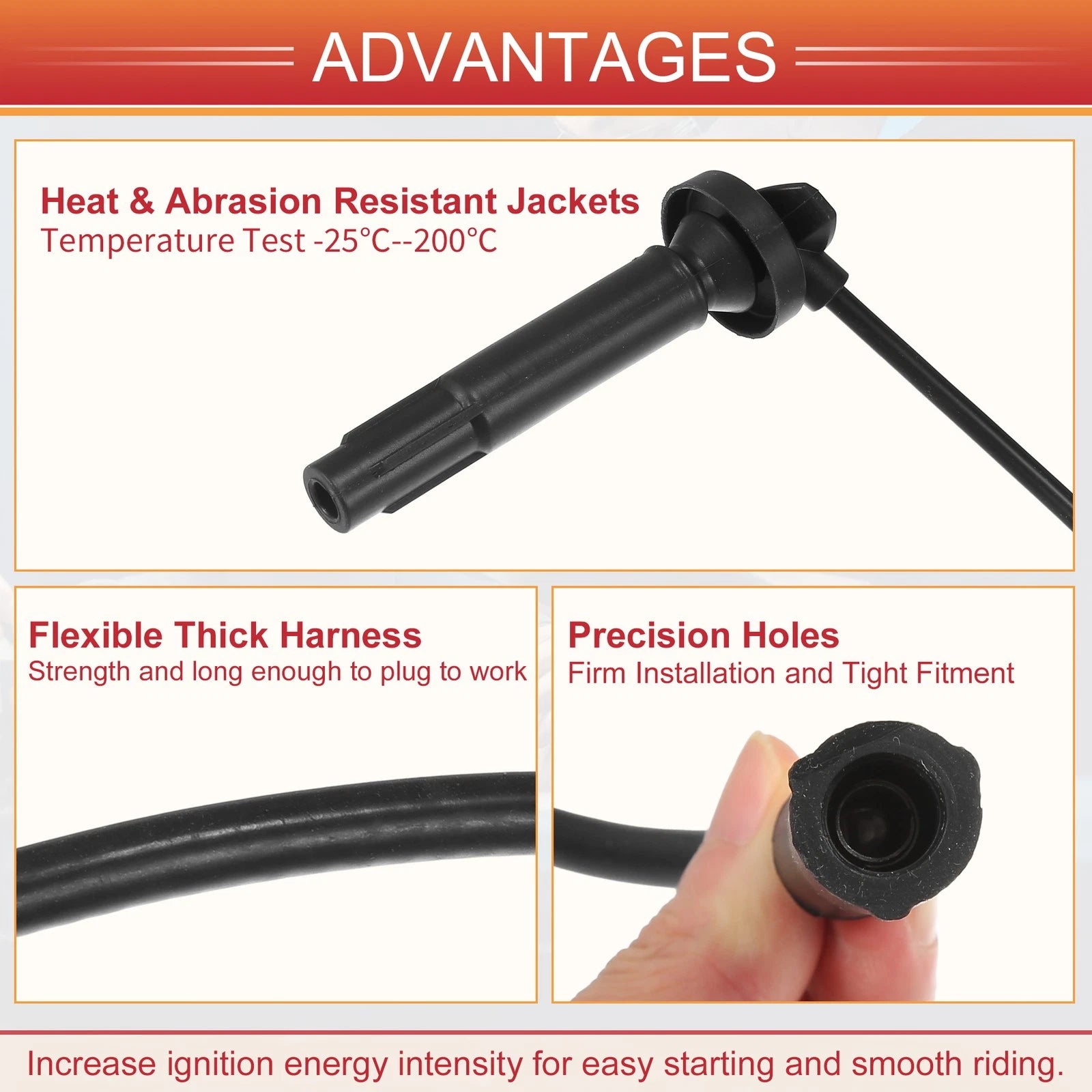 Set of 4 Spark Plug Wire Ignition Coil Cables No. 22451AA730 for Subaru Baja Outback (2003–2006)