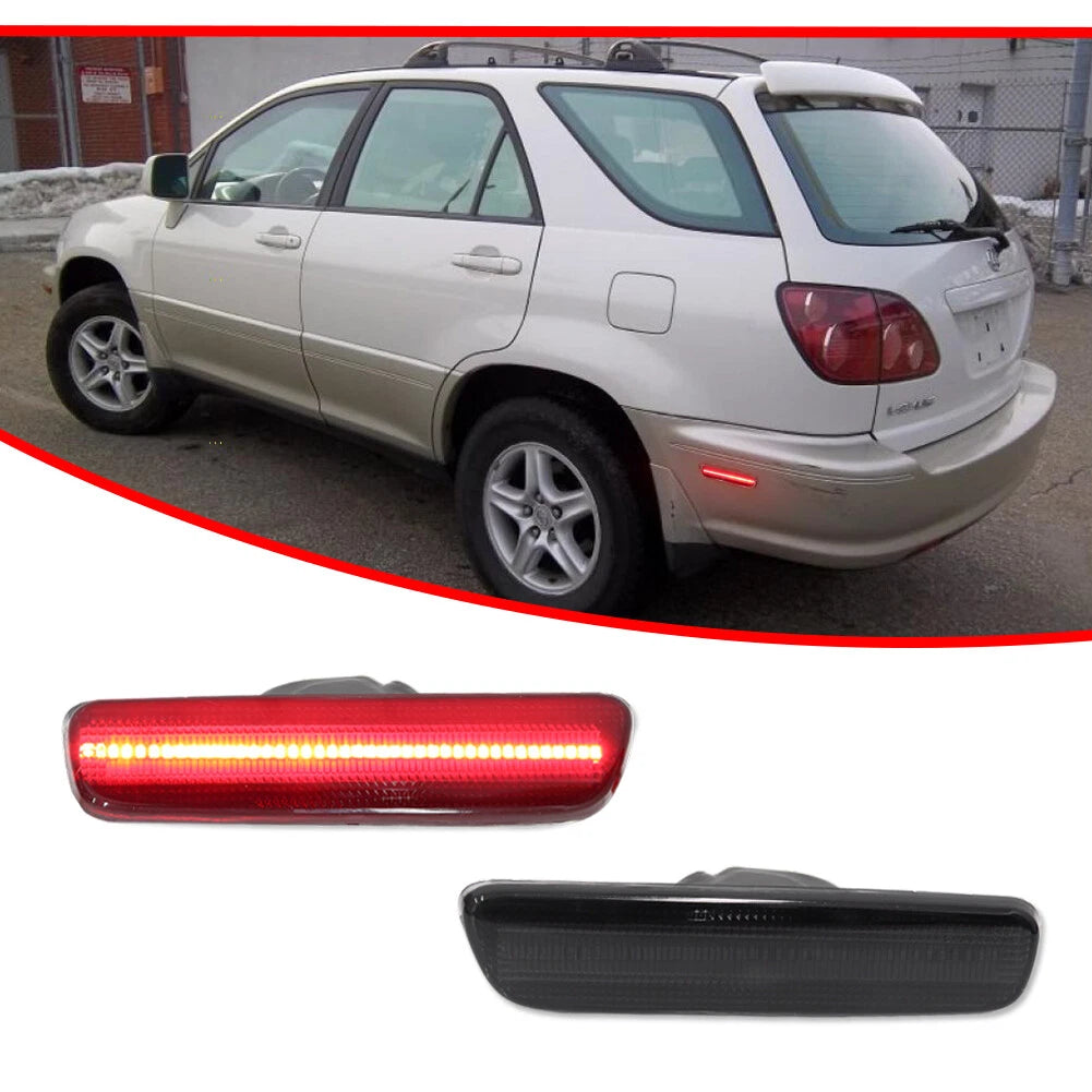 Set of 2 Smoked Lens Red LED Rear Fender Side Marker Lights for Lexus RX300