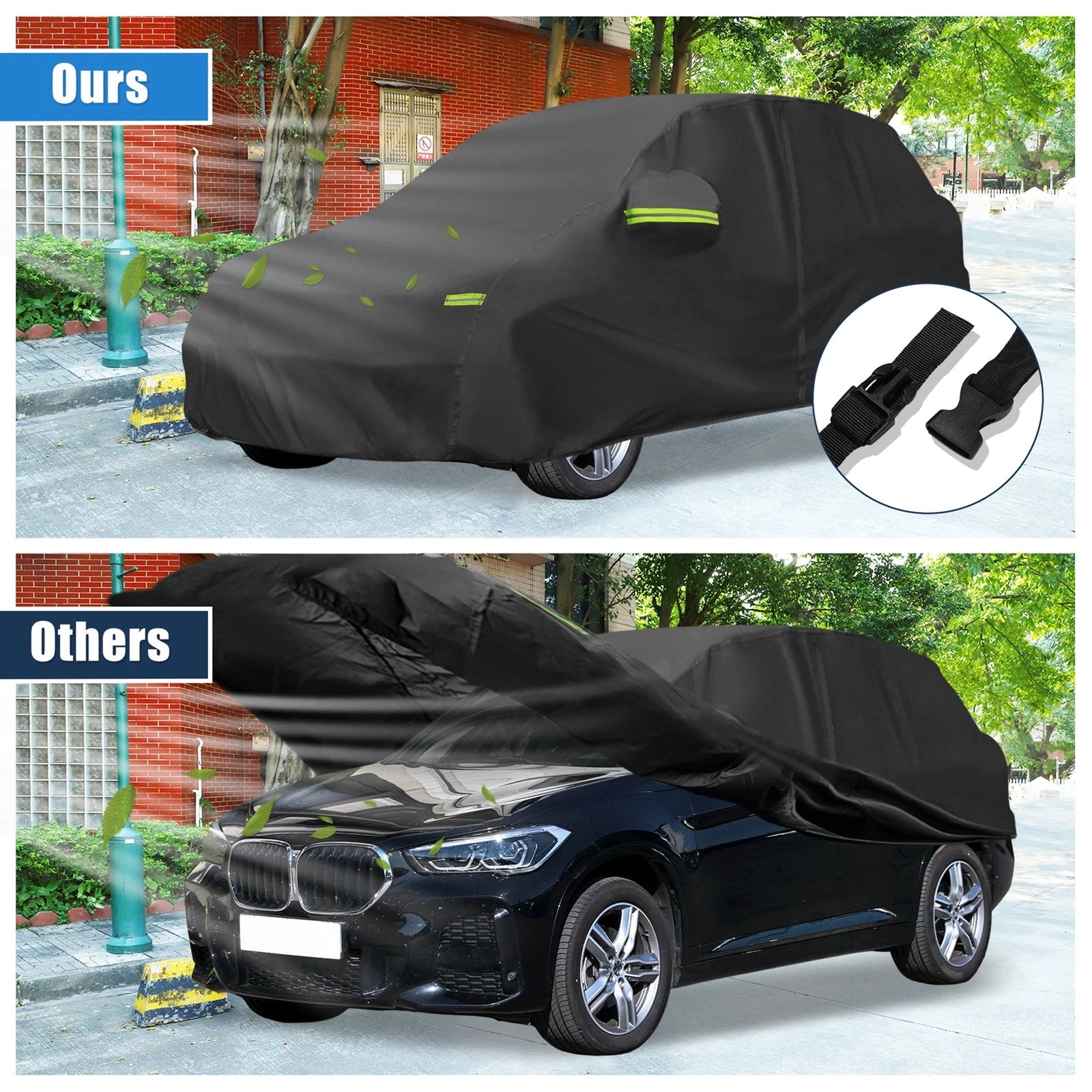Waterproof Car Cover for BMW X1 (2009–2023) with Zipper, Black