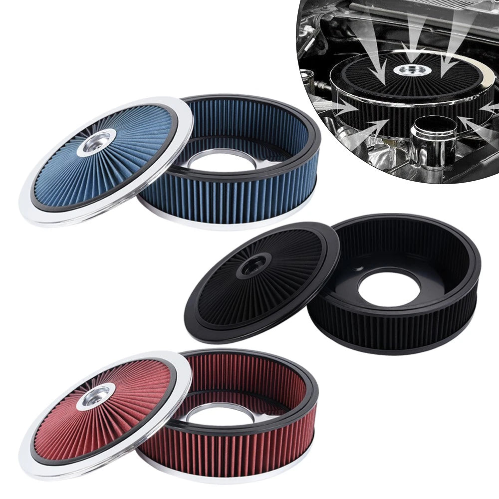 14 Inch Round Deep Dish Performance Air Cleaner for SBC BBC (Universal)