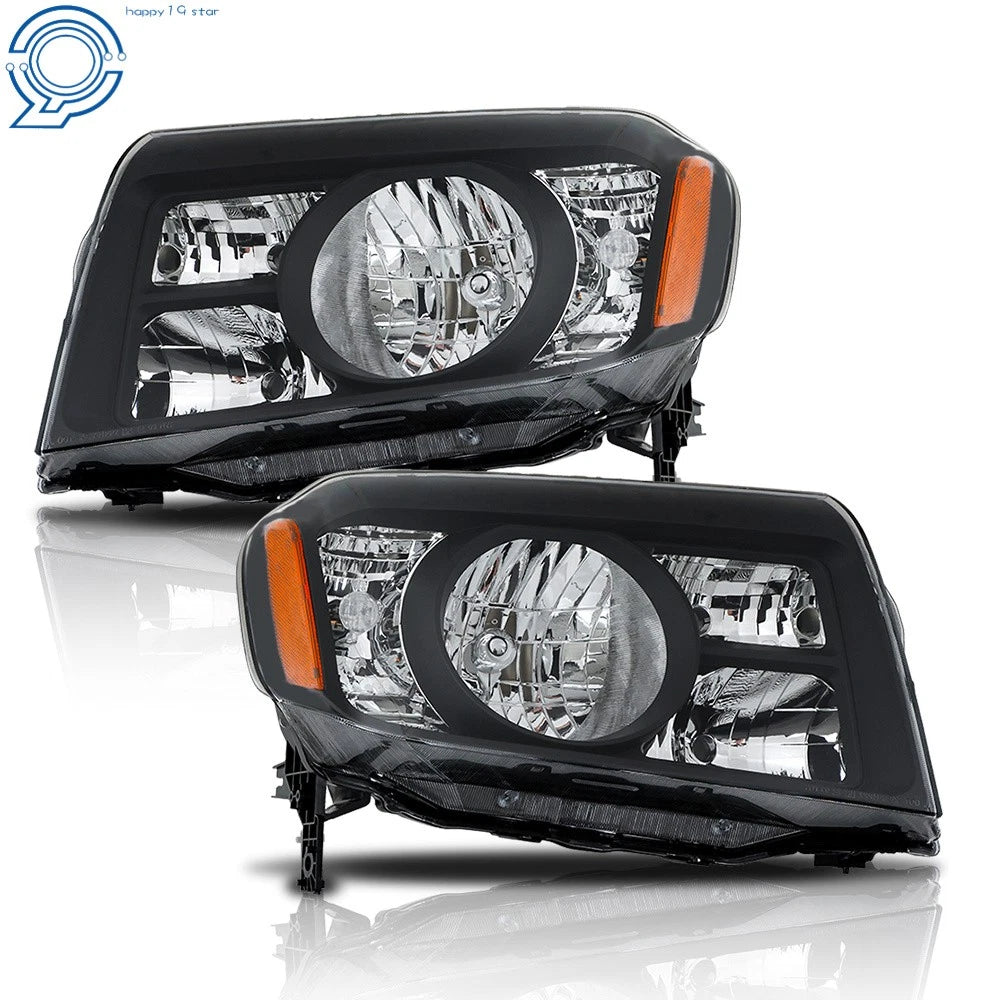 Set of 2 Black Headlights Assembly for Honda Pilot (2009–2011)