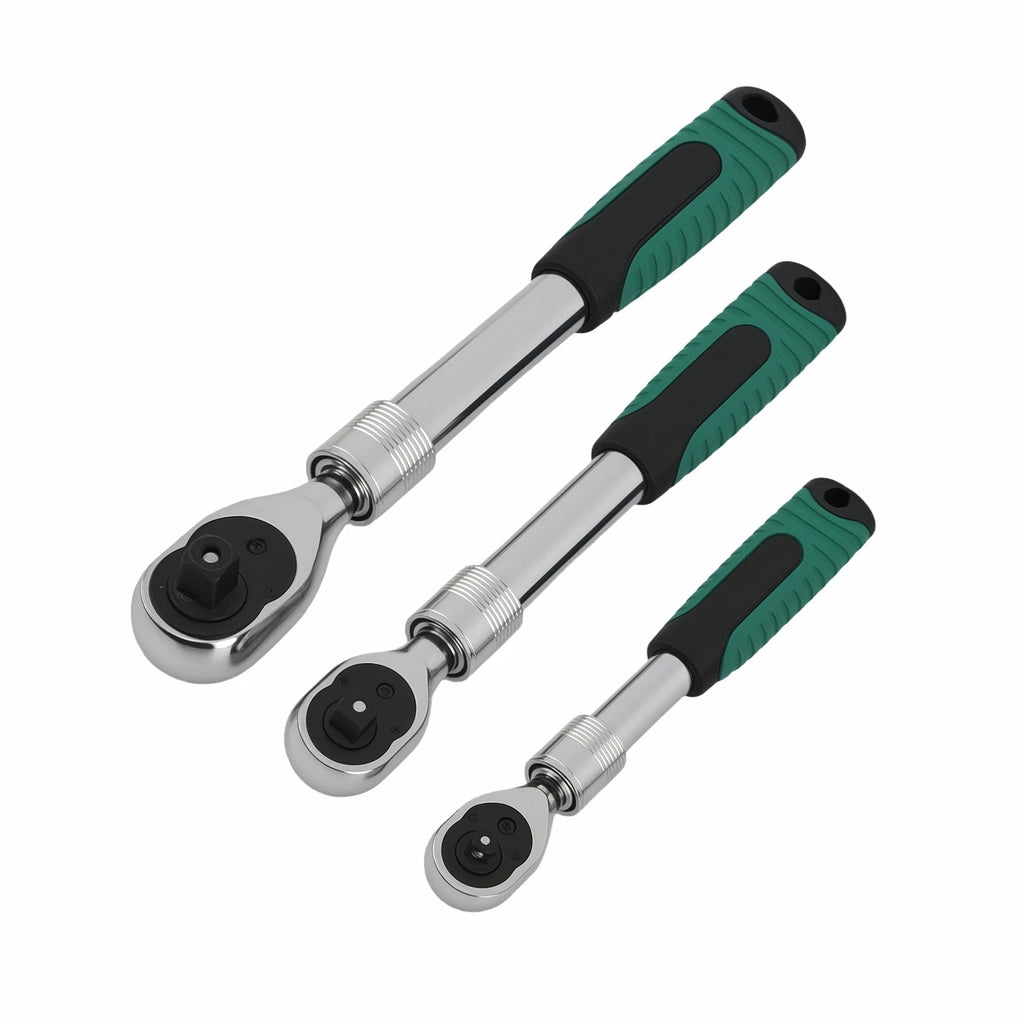 3pc Socket Wrench Set 1/4 3/8 1/2 Drive 72-Tooth for Automotive