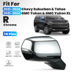 Side Mirror for Chevy Suburban Tahoe GMC Yukon (2021–2024) Right 14 Pins Chrome