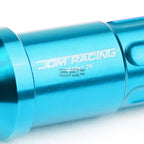 Set of 20 Open End M12x1.25 50mm Tall Sky Blue Aluminum Lug Nuts + Lock Key