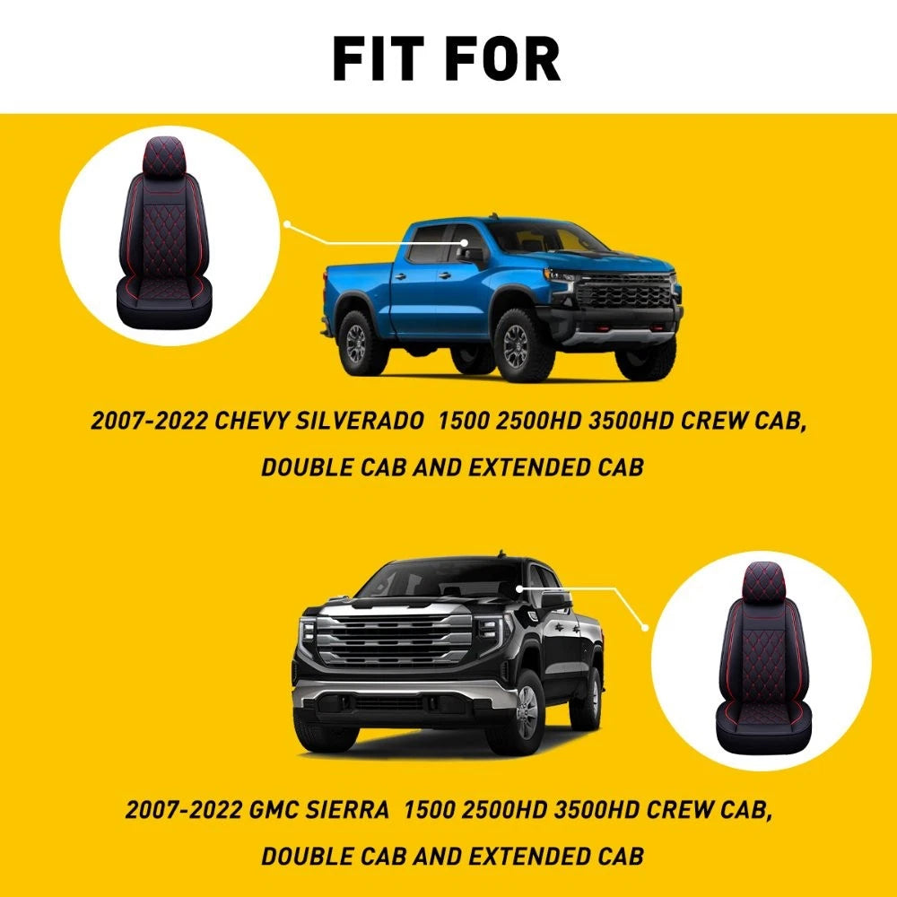 Full Set Car Seat Covers for Chevy Silverado GMC Sierra 1500 (2007–2022)