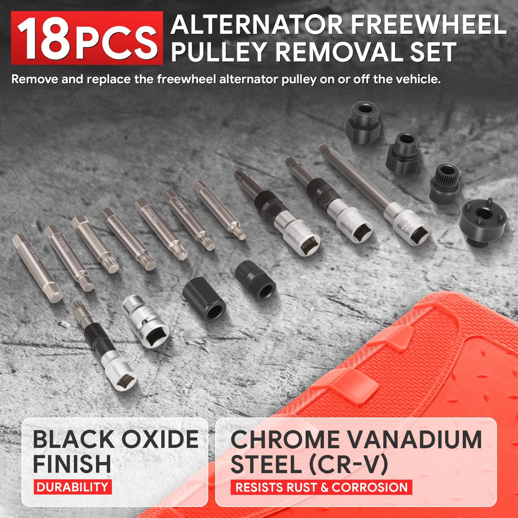 18Pcs Pulley Puller Remover Kit for Alternator (w/Case)