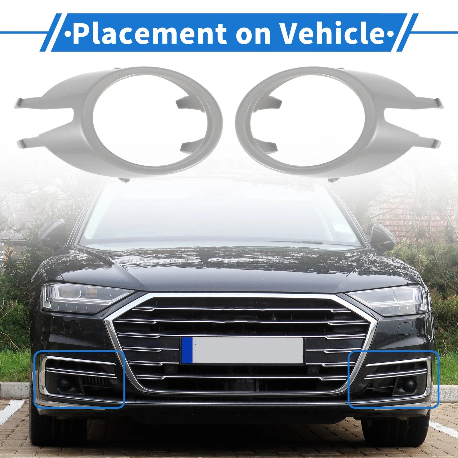 1 Pair Front Fog Light Grill for Audi A4 B7 (2005–2008) No. 8E0807819/8E0807820