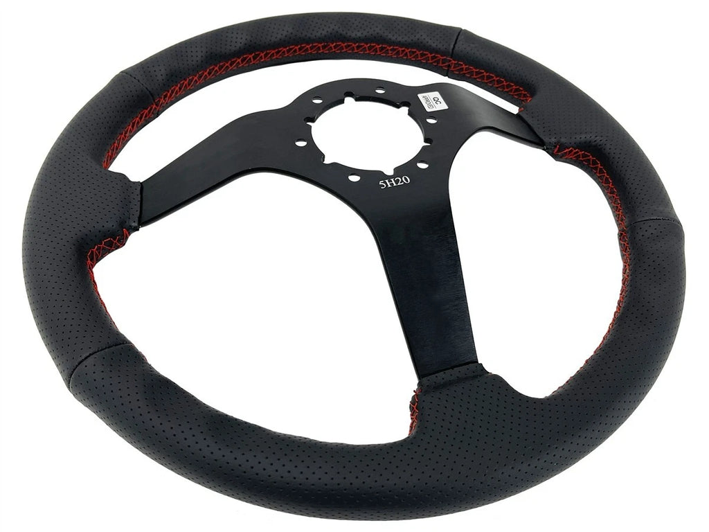 Steering Wheel Cover Black Perforated Leather Red Stitch for Toyota Hilux (2010–2018)