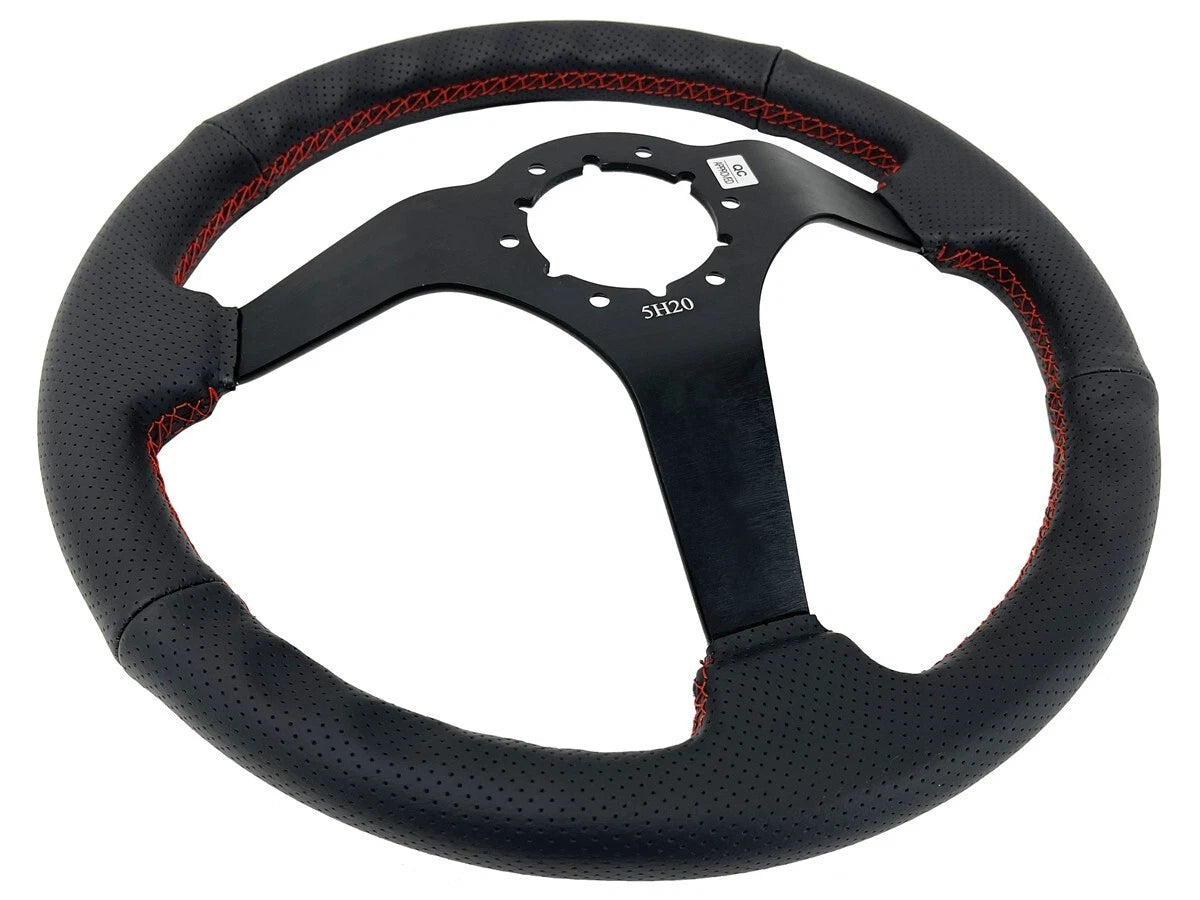 Steering Wheel Cover Black Perforated Leather Red Stitch for Toyota Hilux (2010–2018)
