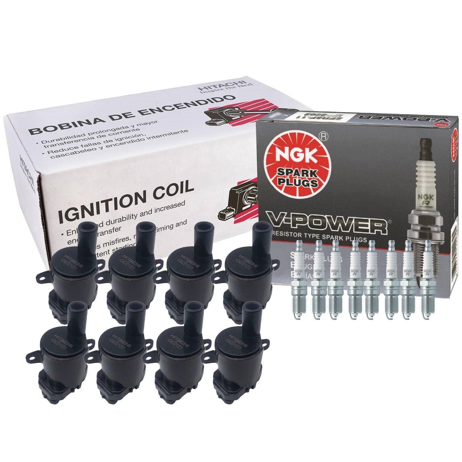 Set of 8 Ignition Coils & Spark Plugs for Buick Cadillac Chevy