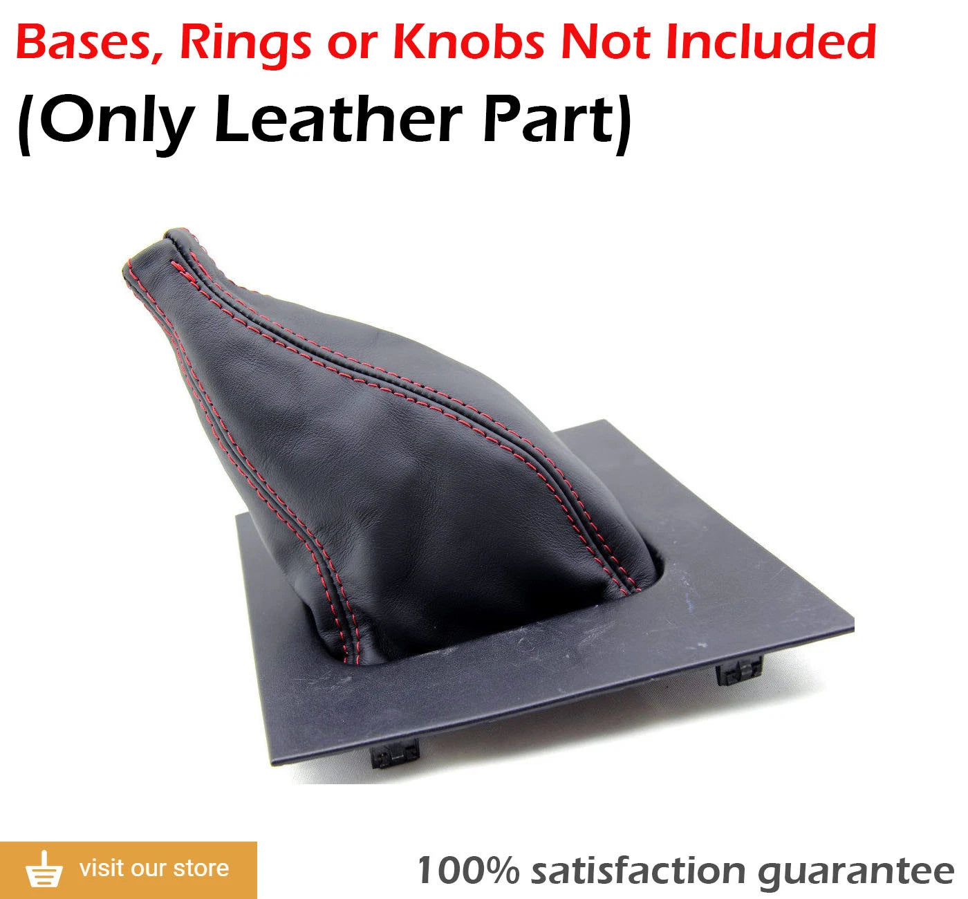 Shift Boot Cover for Ford Mustang (1987–1993) Red Stitch PVC Leather