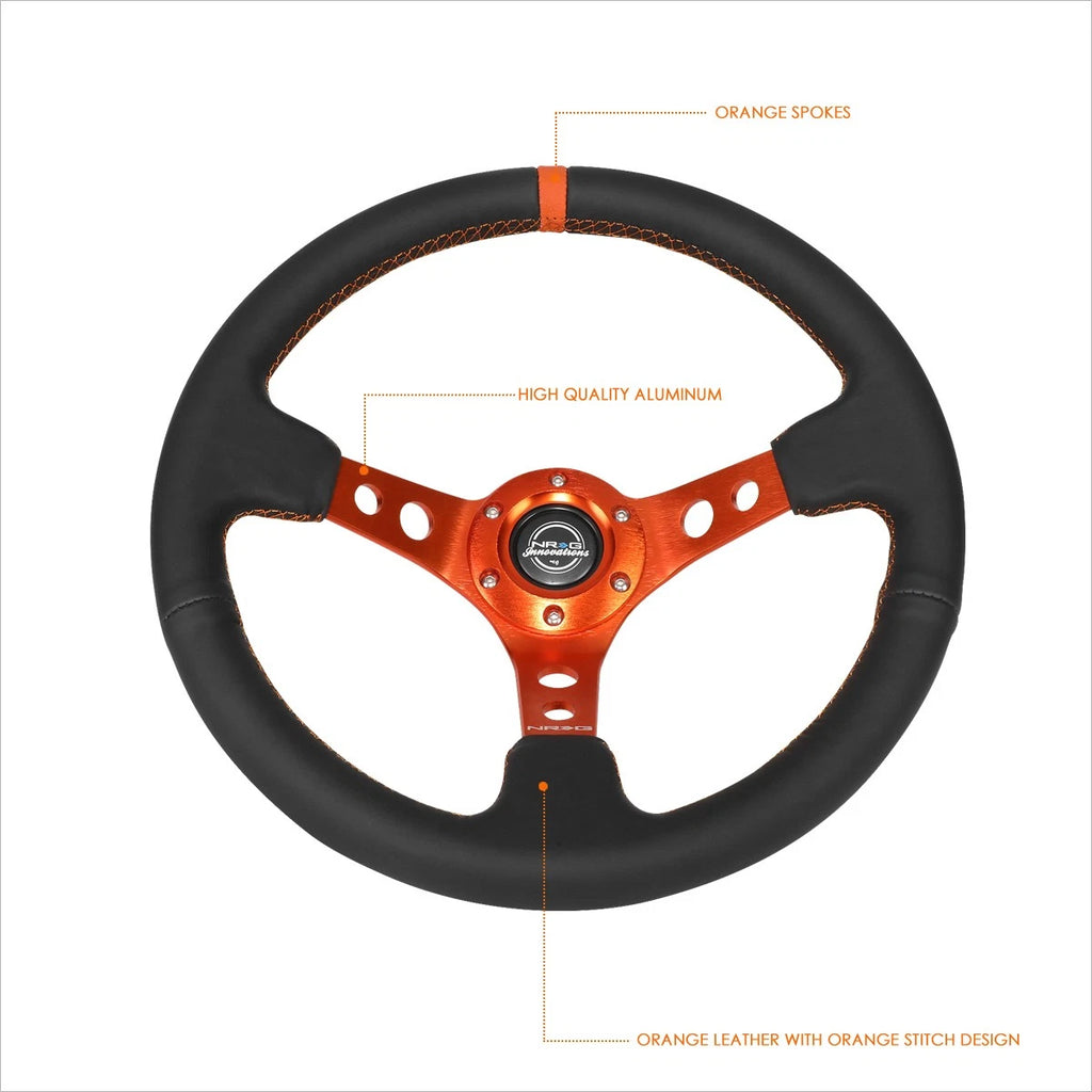 NRG RST-006OR Racing Steering Wheel 350mm 3" Deep Dish for Universal Fit