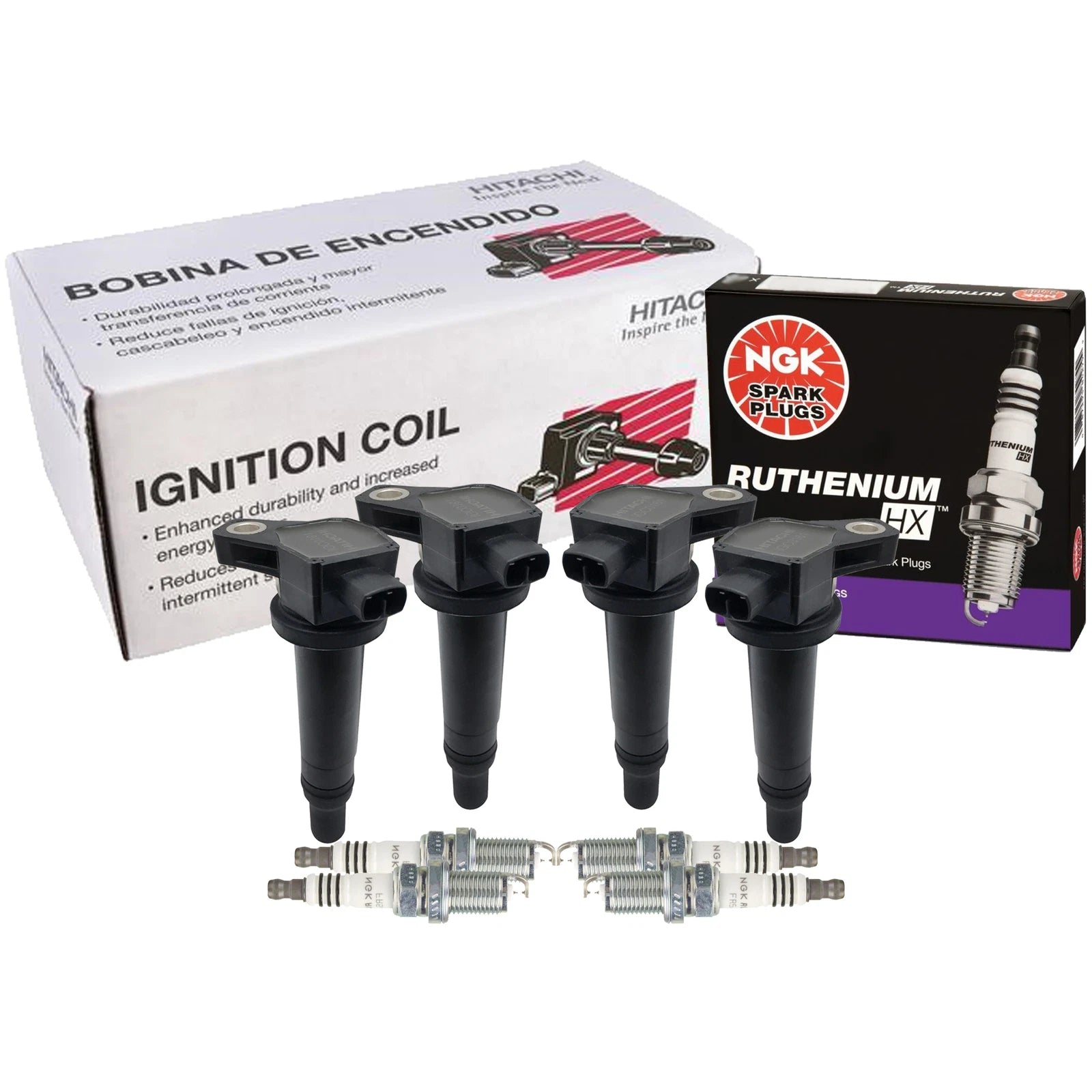 Set of 4 Ignition Coils & Spark Plugs for Hyundai Accent, Kia Rio
