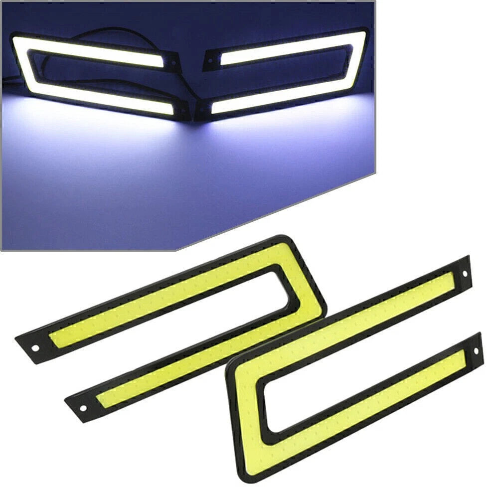 Pair White COB DRL LED Daytime Running Lights for Universal Cars