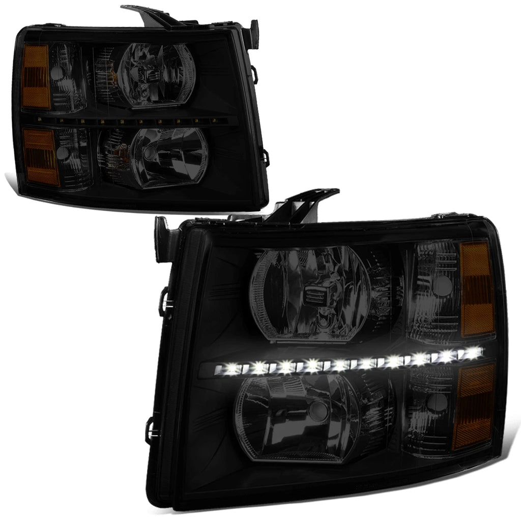 LED DRL Strip for Chevy Silverado (2007–2014) Tinted Housing Amber Corner