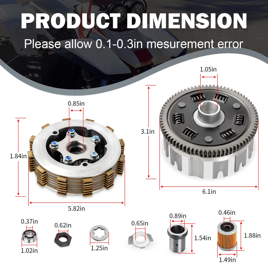 Clutch Kit Assembly w/Gasket for Yamaha Warrior 350 (1987–2004)