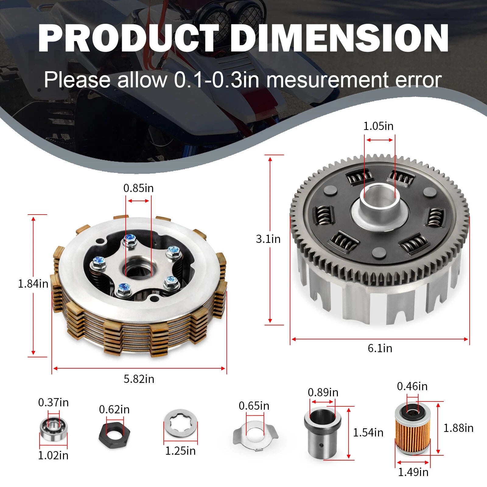 Clutch Kit Assembly w/Gasket for Yamaha Warrior 350 (1987–2004)