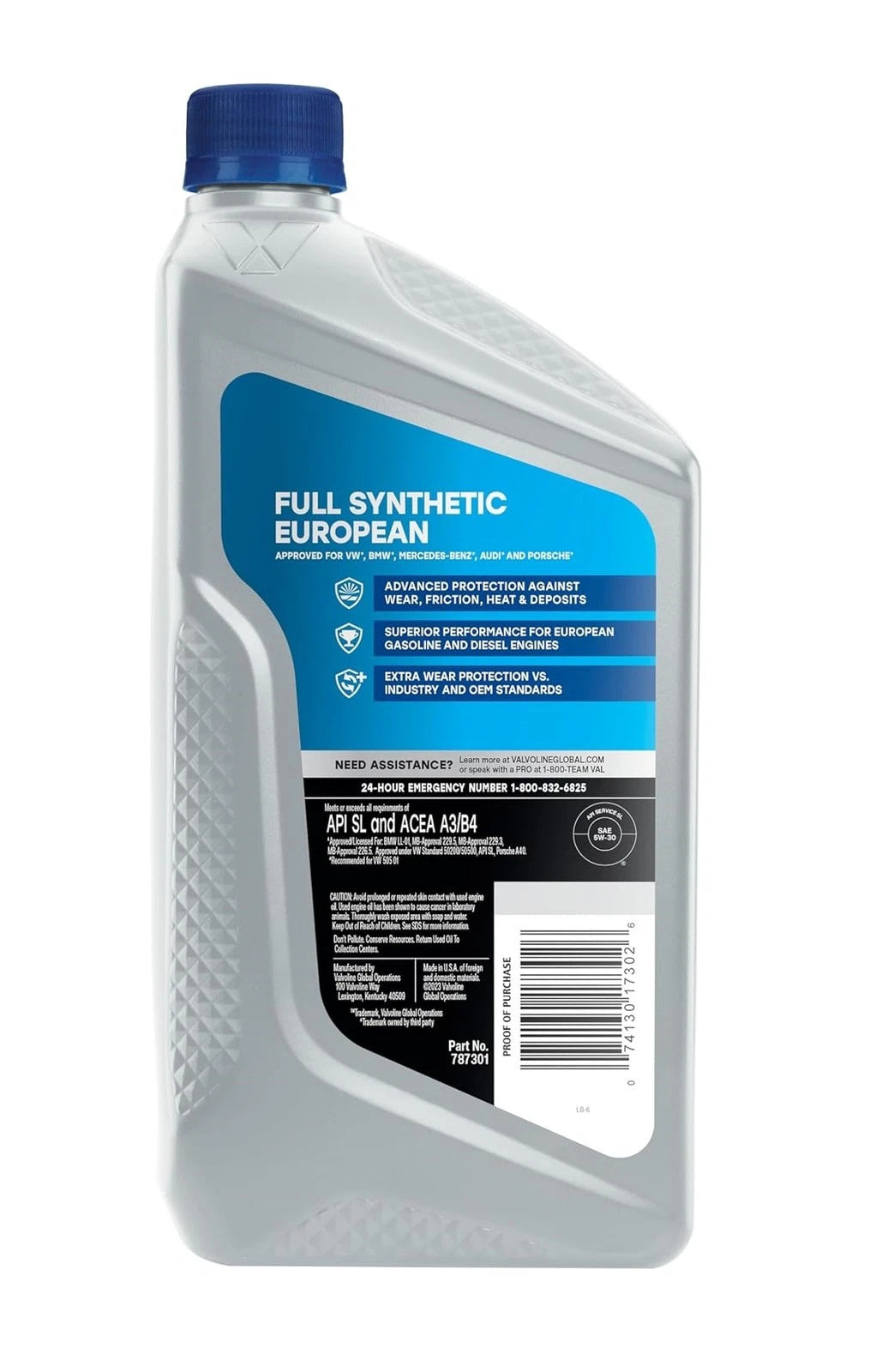 Valvoline Full Synthetic 5W-30 Motor Oil for European Vehicles (1 Quart)