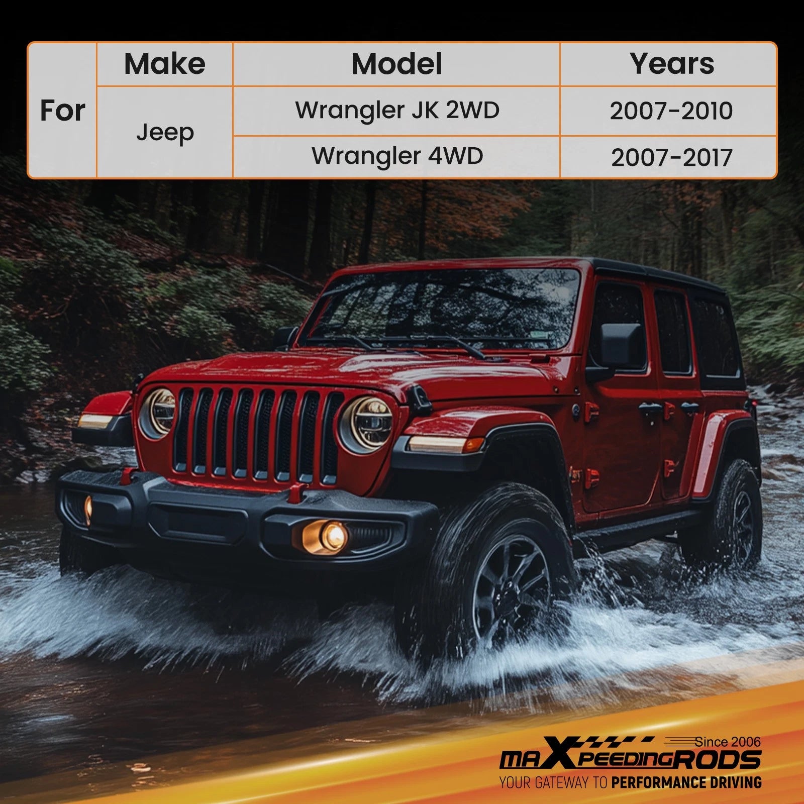 2X Rear Shock Absorbers for Jeep Wrangler JK (2007–2018) Lifted 3.5-5"